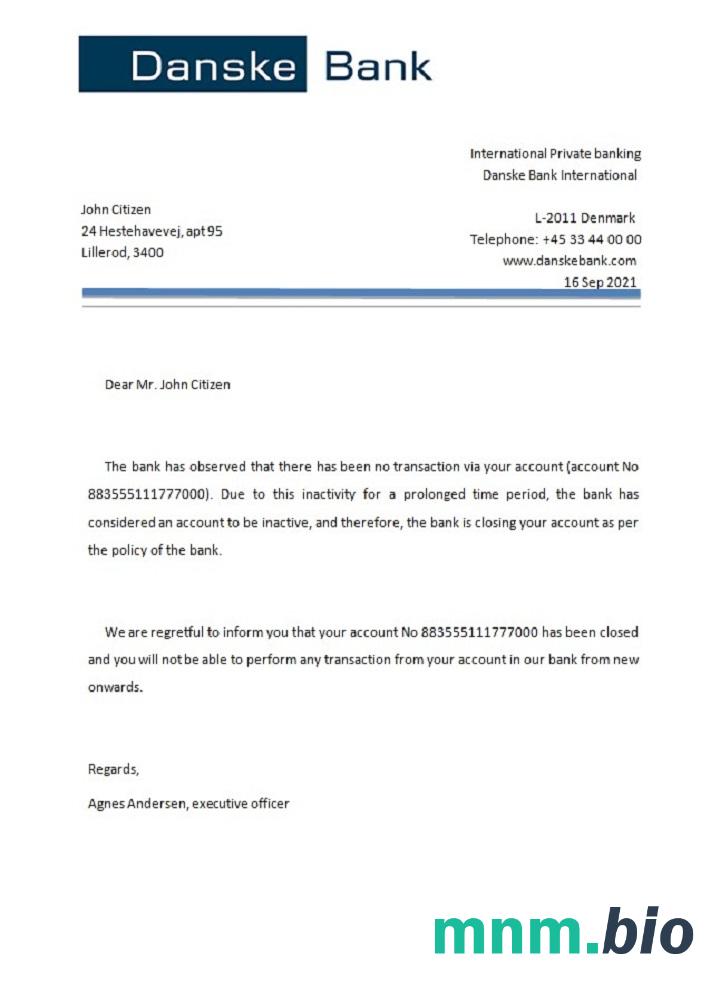 Przykład zamknięcia Danii Danskebank w formatach Word i PDF